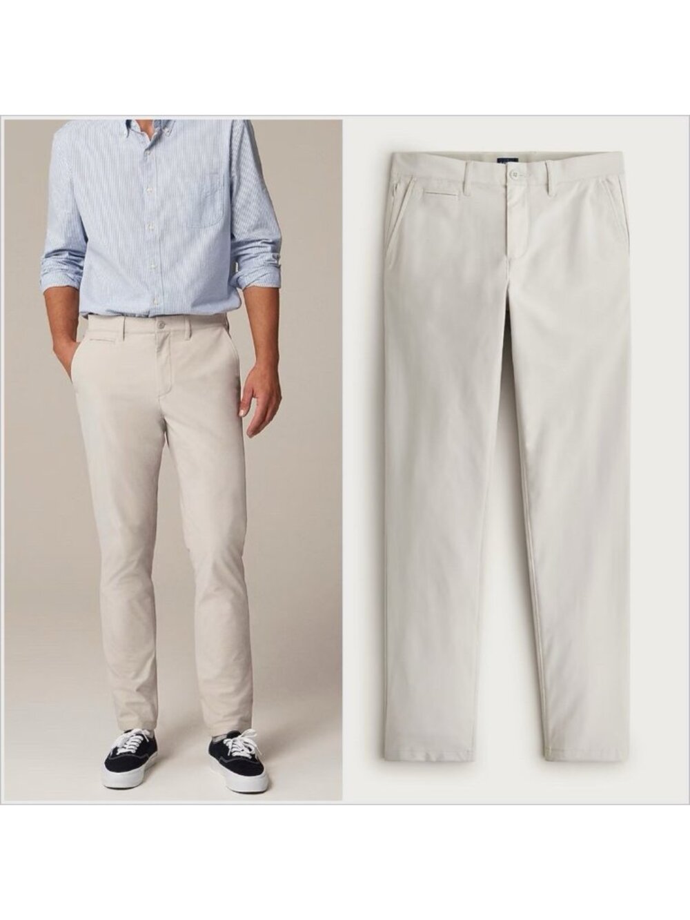 J.Crew Mens 770 Straight Fit 4 Way Stretch Chino Beige 32x32 Tech Pants NWT